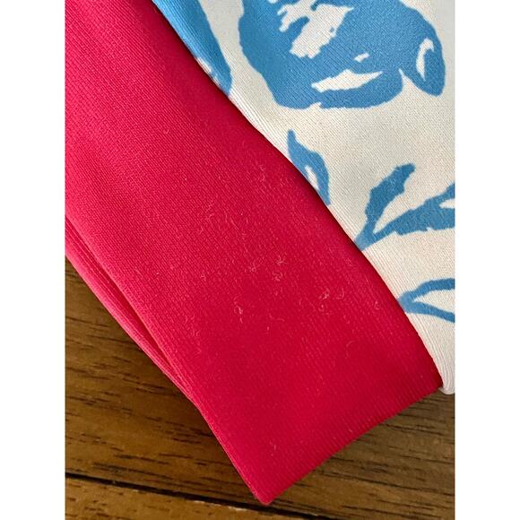 SweetHoney Micah Crop Rash Guard Swim Long Sleeve American Floral Red Blue Cream - Picture 6 of 10